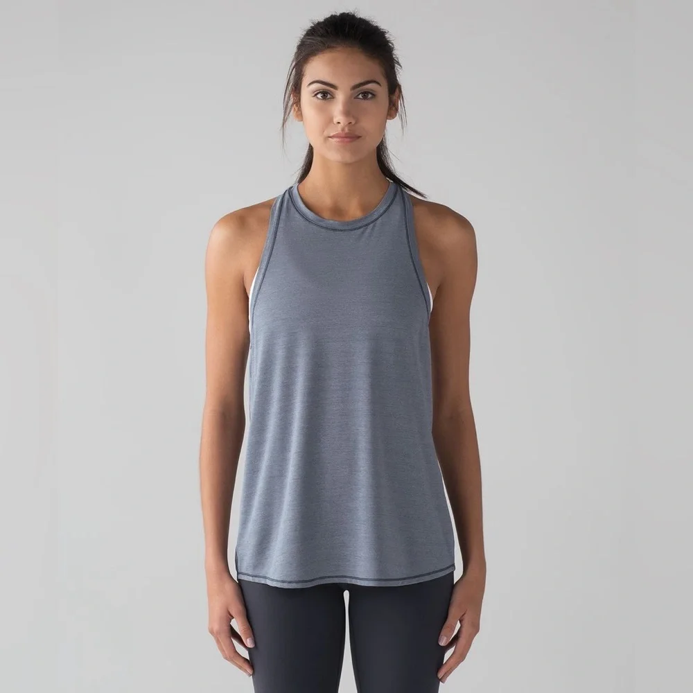 Lululemon Hot Like Agni Singlet Heathered‎ Sterling W1ABXS Size 8